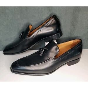 NEW! Massimo Matteo Black Tassle Slip-on Loafers Made In Italy US Mens 10.5 M